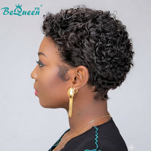 BeQueen "Monna" Afro-Pixie-Perücke ohne Kleber, maschinell gefertigt, halber Preis, Stil 3