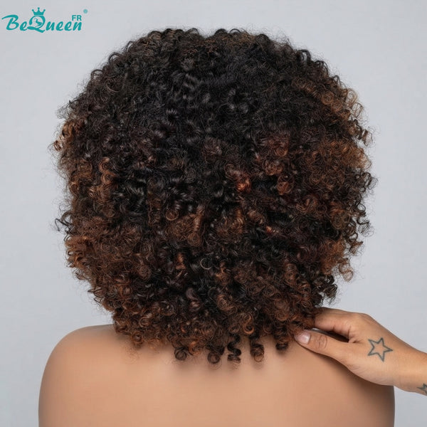 BeQueen "Josie" Perruque Bob Curly wave noir et marron Sans colle style 3