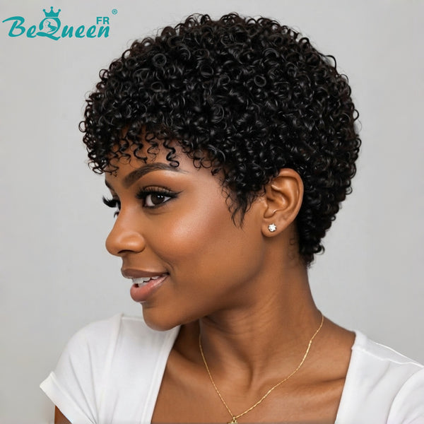 BeQueen "Abela" Perruque pixie Afro Curly Sans colle perruque naturelle