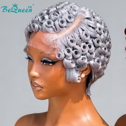 Bequeen Perücke „Suwe“ Pixie Schwarz, ohne Kleber, Front-Lace mit Seitenscheitel, Style 11
