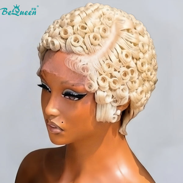 Bequeen Perücke „Suwe“ Pixie Schwarz, ohne Kleber, Front-Lace mit Seitenscheitel, Style 11