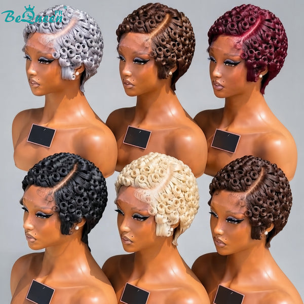Bequeen Perücke „Suwe“ Pixie Schwarz, ohne Kleber, Front-Lace mit Seitenscheitel, Style 11