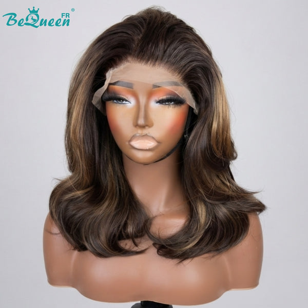 BeQueen Perücke „Bonnie“ Bob im Farbton Braun-Mix Honig mit Frontlatz 13*4 Schwarz
