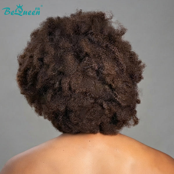 BeQueen "Addi" Perruque Bob Afro Curly Racine noir et marron dentelle frontale 13X4 sans colle perruque naturelle