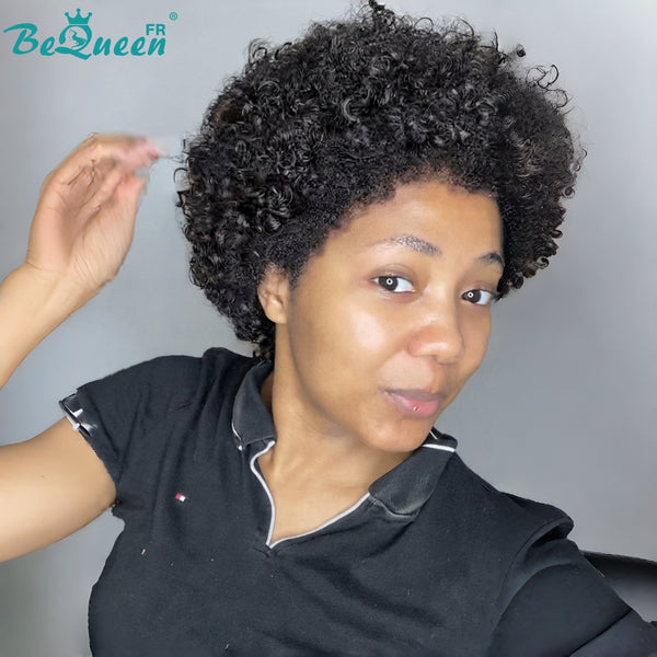 BeQueen „Addi“ Custom Bob Afro Curly Perücke, fertig zum Tragen, ohne Kleber, 13 x 4 cm 