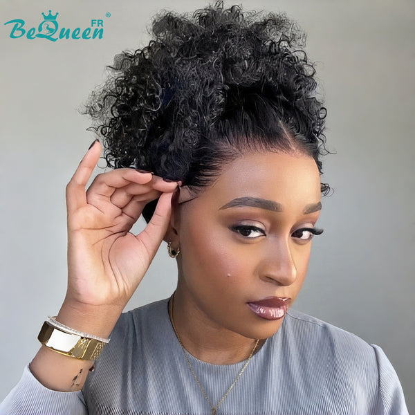 Bequeen Peruca “Pamela” Pixie encaracolada preta com lace frontal estilo 5
