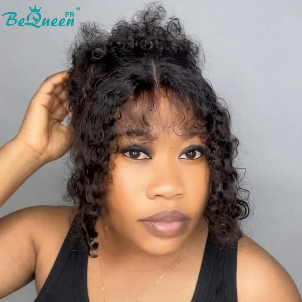 Bequeen Peluca “Pamela” pixie rizada negra frontal de encaje estilo 5