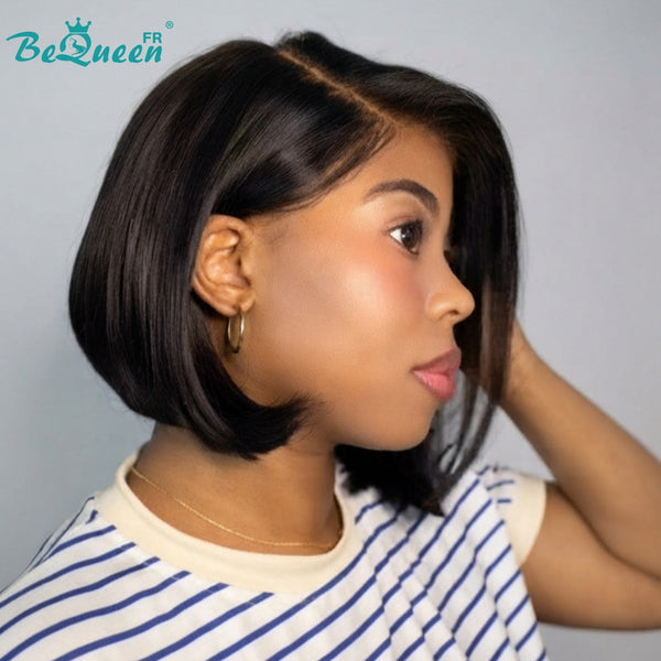BeQueen "Sonia" Perruque Customisée Bob 12 pouces noir Lisse closure 4*4 asymétrique style 30
