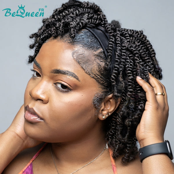 BeQueen "Bronnie" Peluca bob rizada negra con diadema a mitad de precio