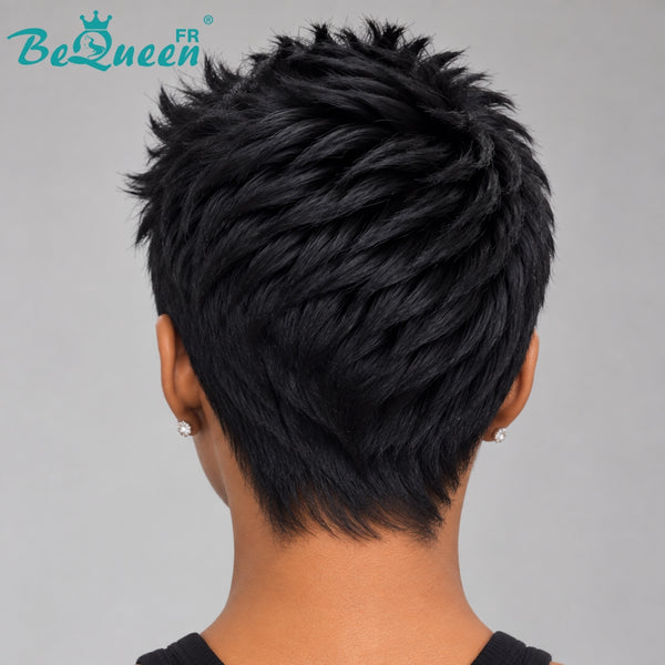 BeQueen Perruque “Jeanette” Pixie noir avec Lace Closure 5x5