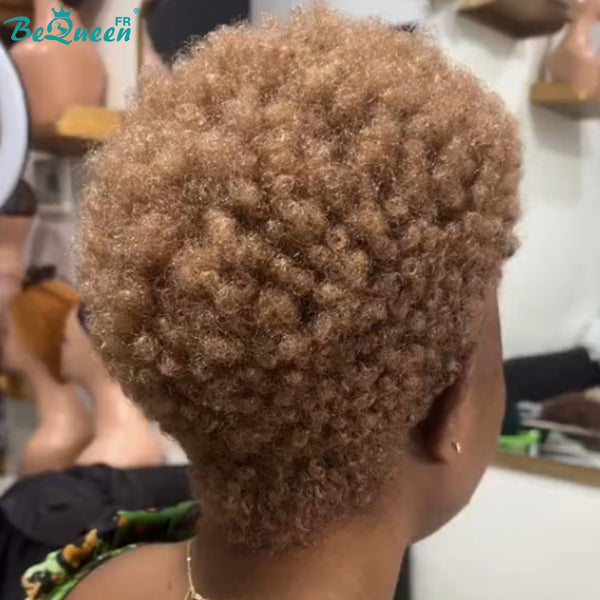 BeQueen "Edwina" Perruque court afro Miel tout avec Lace Frontale 13x4