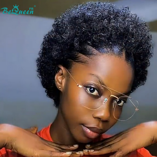 BeQueen "Monna" Afro-Pixie-Perücke ohne Kleber, maschinell gefertigt, halber Preis, Stil 3