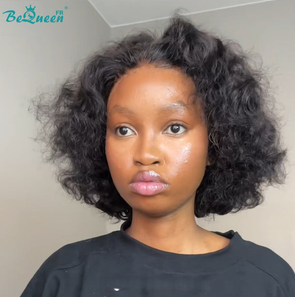 BeQueen "Josie" Bob-Perücke mit lockigem Afro und schwarzem Lace Front, halber Preis
