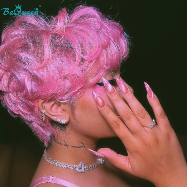 Bequeen Perücke „Suey“ glatt, maschinell gefertigt, Schwarz-Honig-Mix, 100 % Echthaar, Stil 6