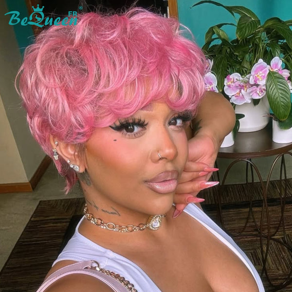 Bequeen Perücke „Suey“ glatt, maschinell gefertigt, Schwarz-Honig-Mix, 100 % Echthaar, Stil 6