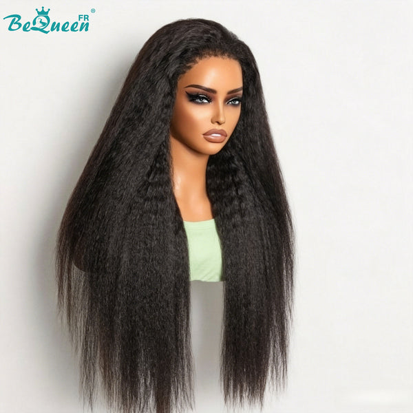 BeQueen "Iwa" Perruque noir Kinky Straight 100% raw hair bonne qualité peut durer 20 ans