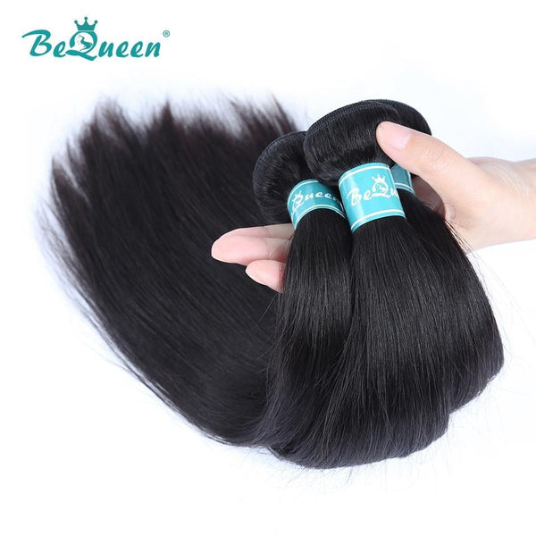 BeQueen Paquetes de Tejido de Cabello Liso Cabello Brasileño 100% Cabello Virgen 10A 