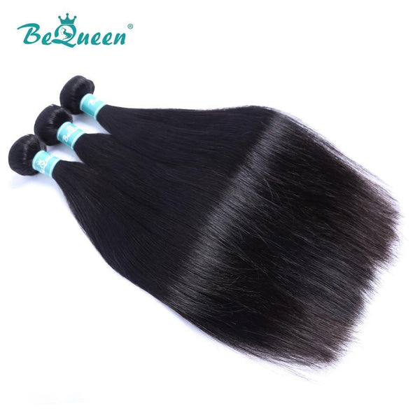 BeQueen Paquetes de Tejido de Cabello Liso Cabello Brasileño 100% Cabello Virgen 10A 
