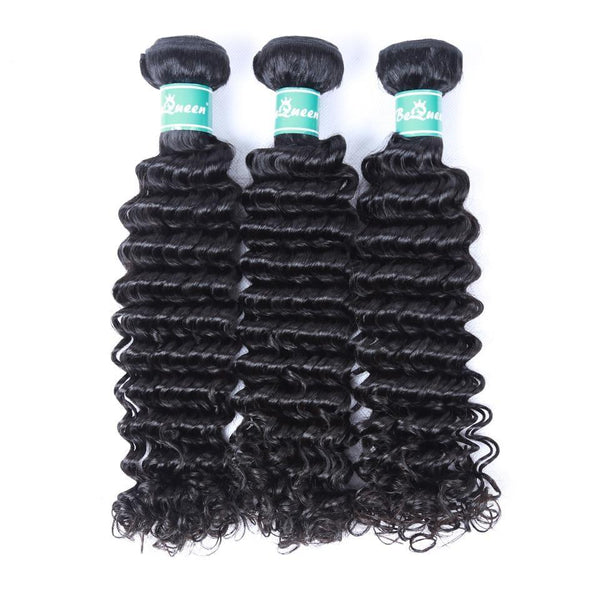 BeQueen Paquetes de Tejido de Ondas Profundas de Cabello Brasileño 100% Cabello Virgen 12A 
