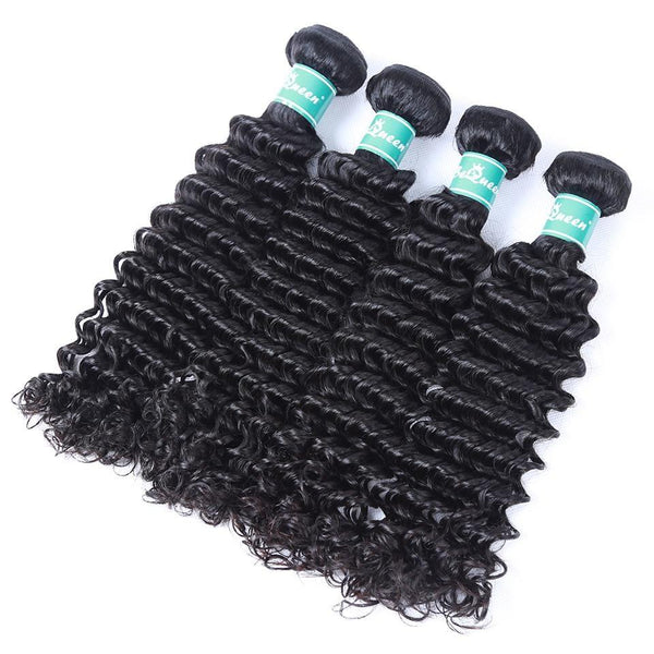 BeQueen Paquetes de Tejido de Ondas Profundas de Cabello Brasileño 100% Cabello Virgen 12A 