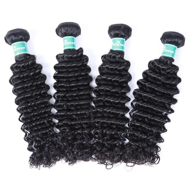 BeQueen Paquetes de Tejido de Ondas Profundas de Cabello Brasileño 100% Cabello Virgen 12A 