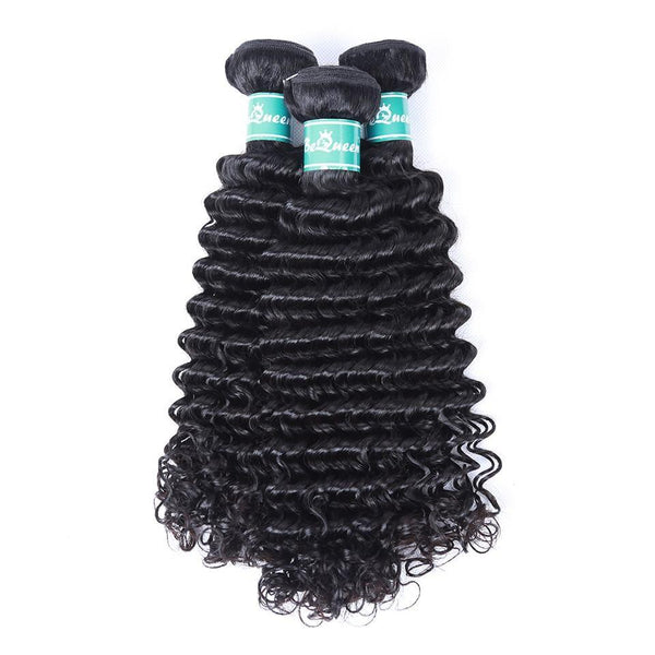 BeQueen Paquetes de Tejido de Ondas Profundas de Cabello Brasileño 100% Cabello Virgen 12A 