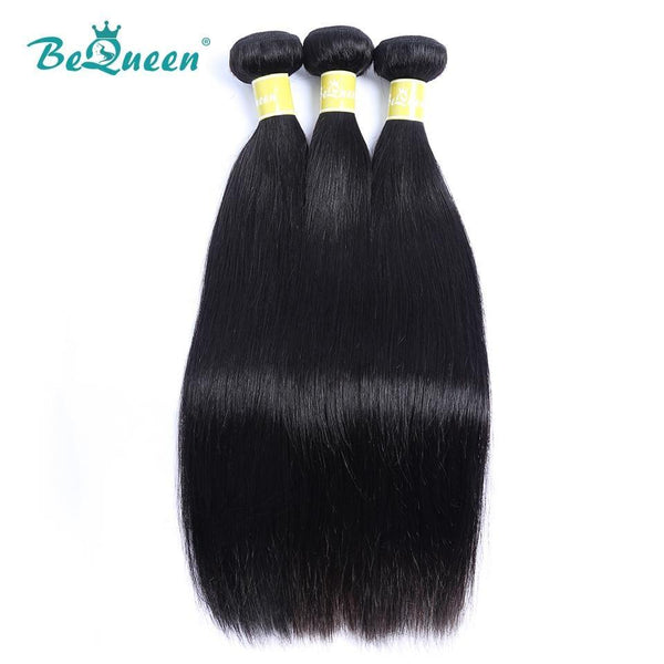 
BeQueen Paquetes de Tejido de Cabello Liso Cabello Peruano 100% Cabello Virgen 12A