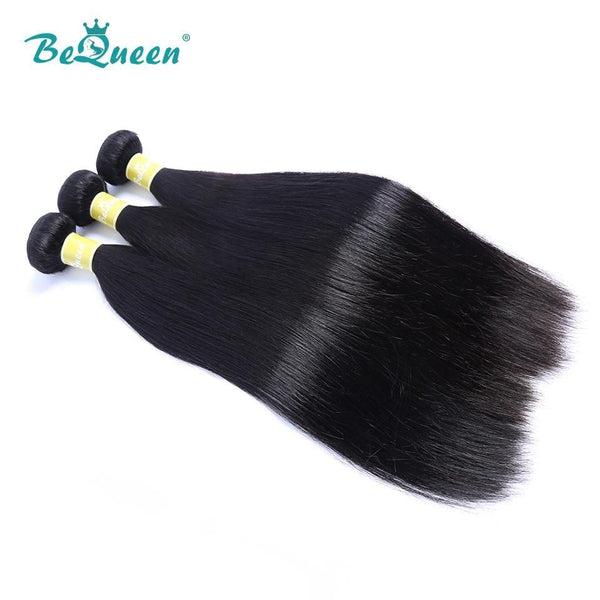 
BeQueen Paquetes de Tejido de Cabello Liso Cabello Peruano 100% Cabello Virgen 12A