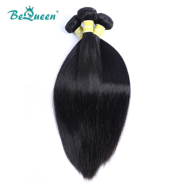 
BeQueen Paquetes de Tejido de Cabello Liso Cabello Peruano 100% Cabello Virgen 12A