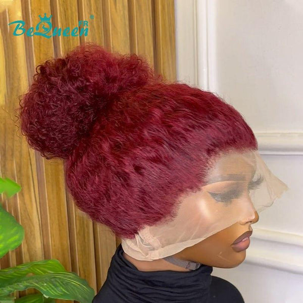 BeQueen "Alice" Long Curly Wave Burgundy Red Wig 16 inches with 360 Lace