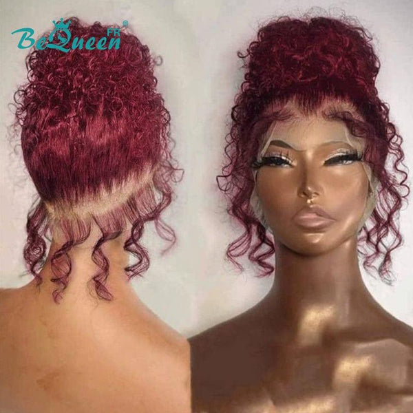 BeQueen "Alice" Long Curly Wave Burgundy Red Wig 16 inches with 360 Lace