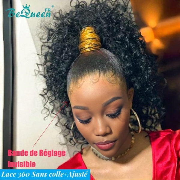 BeQueen "Alice" Long 360 Lace Curly Wave Wig with Invisible Adjustment Band Ready to Wear Glueless + High Ponytail