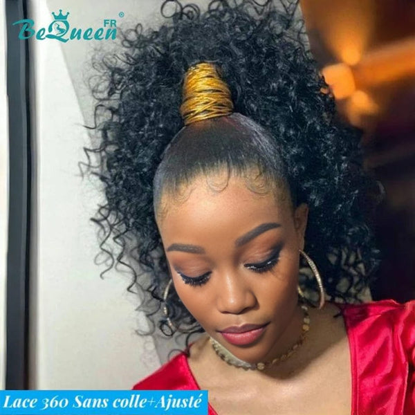 BeQueen "Alice" Long 360 Lace Curly Wave Wig with Invisible Adjustment Band Ready to Wear Glueless + High Ponytail