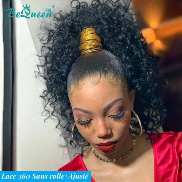 BeQueen "Alice" Long 360 Lace Curly Wave Wig with Invisible Adjustment Band Ready to Wear Glueless + High Ponytail