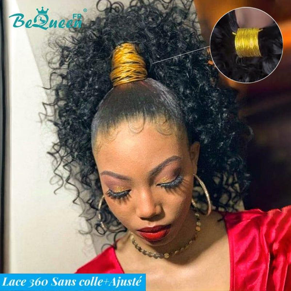 BeQueen "Alice" Long 360 Lace Curly Wave Wig with Invisible Adjustment Band Ready to Wear Glueless + High Ponytail