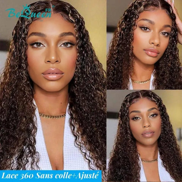 BeQueen "Dillan" Perruque Longue Lace 360 Curly Wave avec Bande de Réglage Invisible Prêt à porter Sans Colle+ Pré-blanchiment