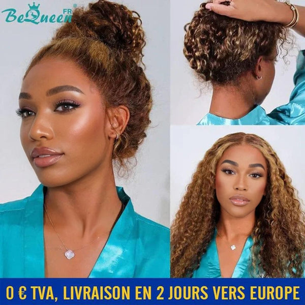 BeQueen "Eva" Melena Larga Encaje Onda 360 Creciente con Cinta de Ajuste Invisible Lista para Usar Sin Cola + Preblanqueado en Francia