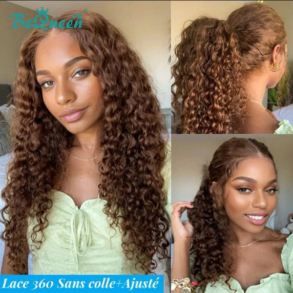 BeQueen "Léa" Perruque Longue Lace 360 Curly Wave avec Bande de Réglage Invisible Prêt à porter Sans Colle+ Pré-blanchiment