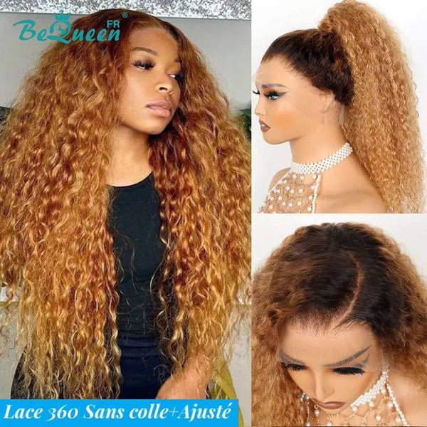 BeQueen "Taliesin" Perruque Longue Lace 360 Curly Wave avec Bande de Réglage Invisible Prêt à porter Sans Colle+ Pré-blanchiment