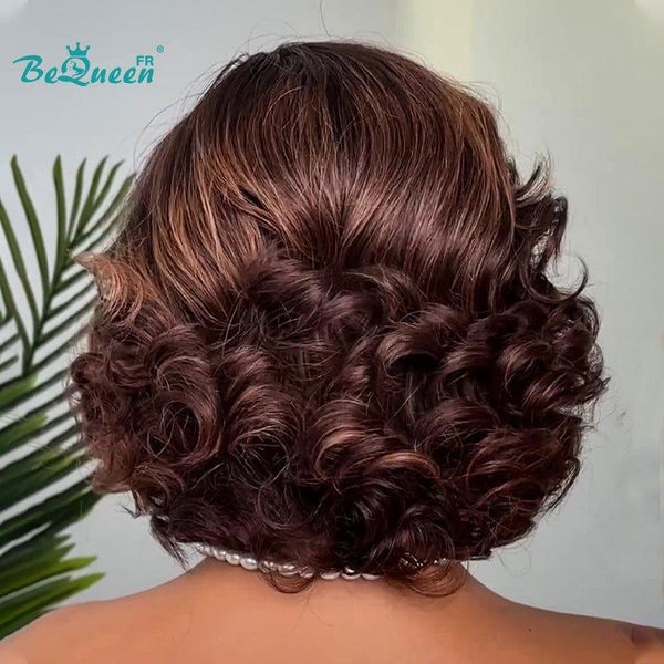 BeQueen "Zaza" Perruque Bob Bouncy Curl 10 pouces avec Lace Closure 4x4