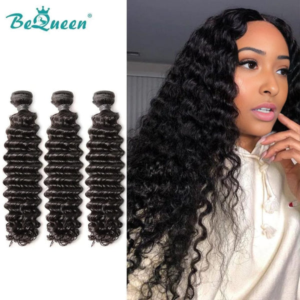 BeQueen Weave Extensions Tiefgewelltes peruanisches Haar, 100 % reines Haar, Typ 8A 
