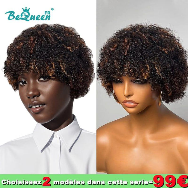 BeQueen 99 € = 2 „Bunny“ Pixie Curly Short Hair Perücken 