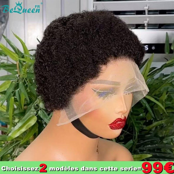 BeQueen 99 € = 2 „Edwina“-Perücken Pixie-Afro-Lockenperücke mit 13x4-Spitzenfront 