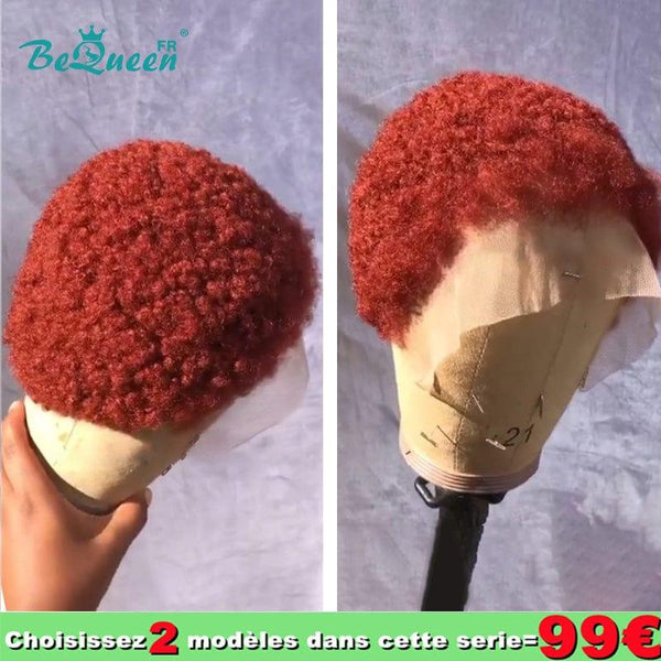 BeQueen 99€=2 perruques "Edwina"  Perruque Pixie Afro curl avec Lace Frontale 13x4 Orange gingembre