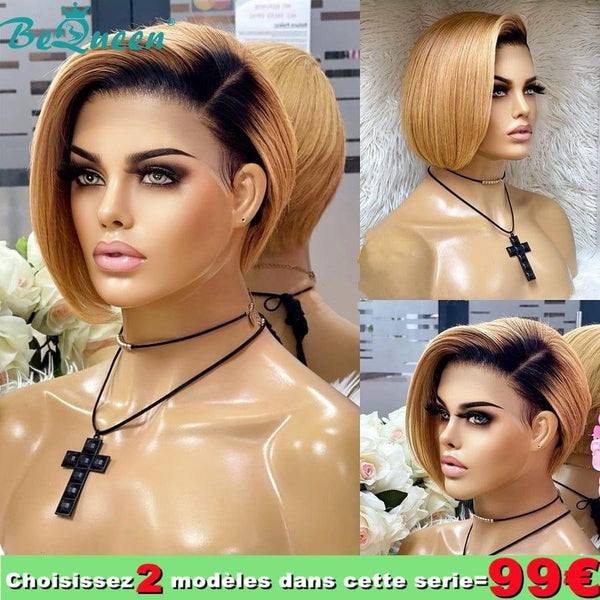 BeQueen 99€=2 perruques Perruque "Amber" Racine Noir et Miel