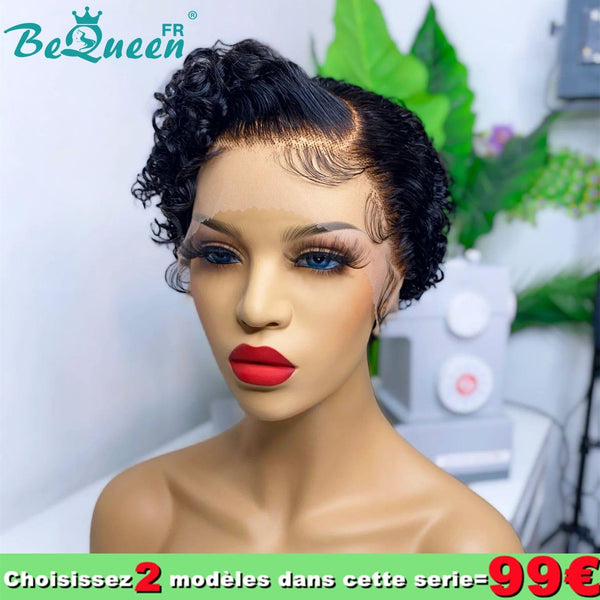 BeQueen 99 € = 2 Perücken Pixie Curly T-Teil-Seitenteil-Perücke 