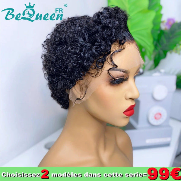 BeQueen 99 € = 2 Perücken Pixie Curly T-Teil-Seitenteil-Perücke 