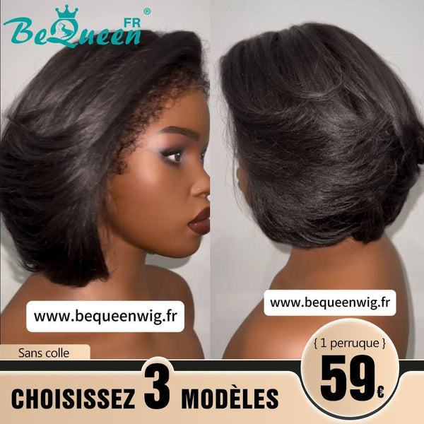 BeQueen 179€=3 Perücken "Amber" Pixie Perücke mit Wellen an den Rändern und Spitzenfront ohne Klebstoff 