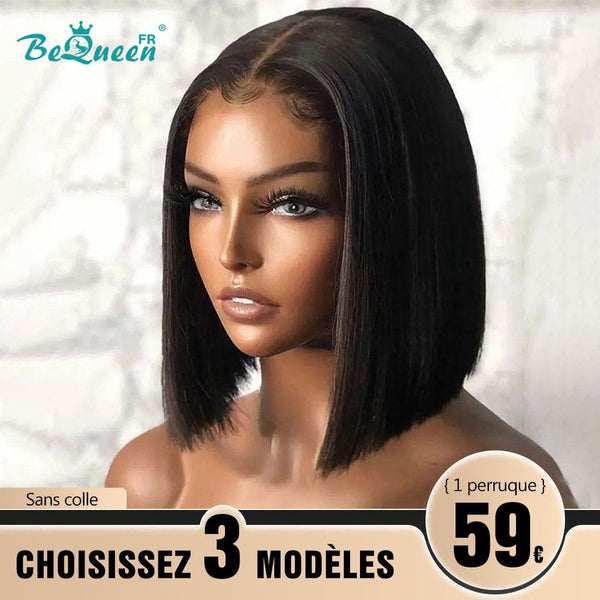 BeQueen 179€=3 perruques "Sonia" Perruque BOB 8 Pouce Sans colle