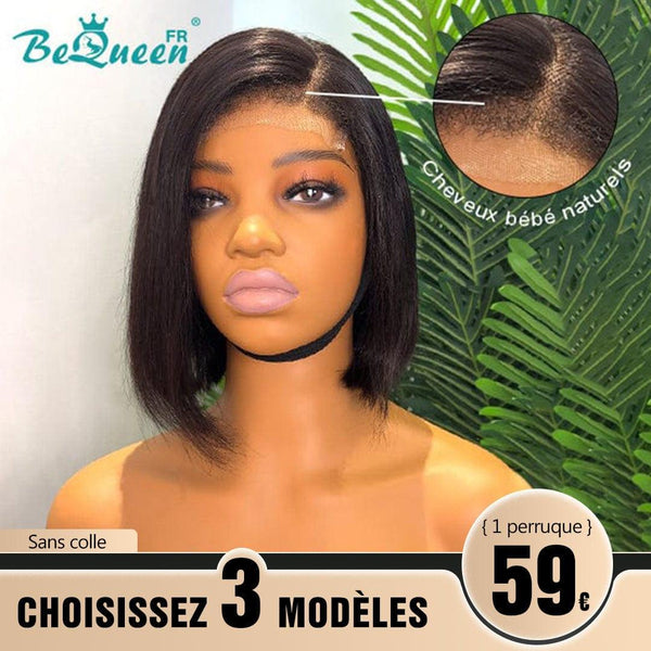 BeQueen 179€=3 Perücken "Sonia" Pixie Perücke mit Wellen an den Rändern und Lace Closure ohne Kleber 